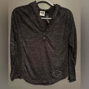 Women’s Harley Davidson lightweight hooded shirt.